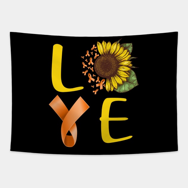 love leukemia sunflower Tapestry by TeesCircle