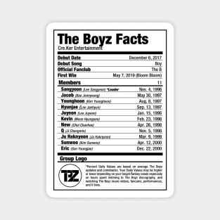 The Boyz Kpop Nutritional Facts Magnet