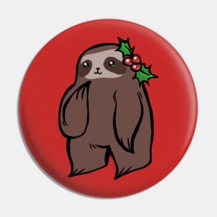 Christmas Holly Sloth Pin