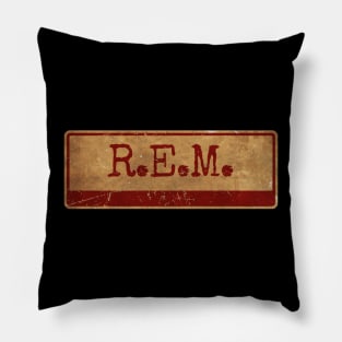 r e m text gold siple retro, vintage Pillow