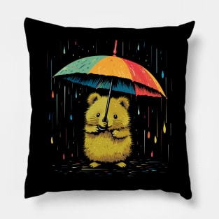 Quokka Rainy Day With Umbrella Pillow