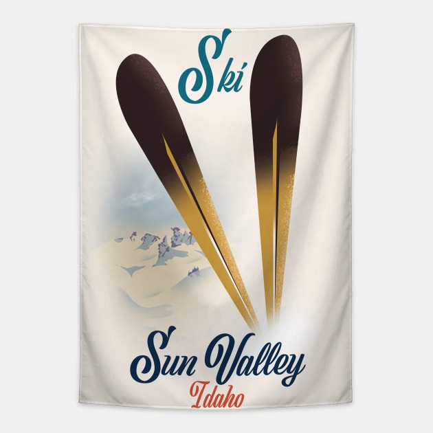 Sun Valley Idaho ski poster Tapestry by nickemporium1