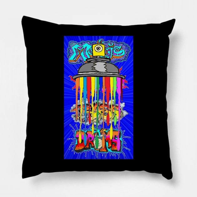 Music, Drums Drip Spray Paint 24 Pillow by LowEndGraphics