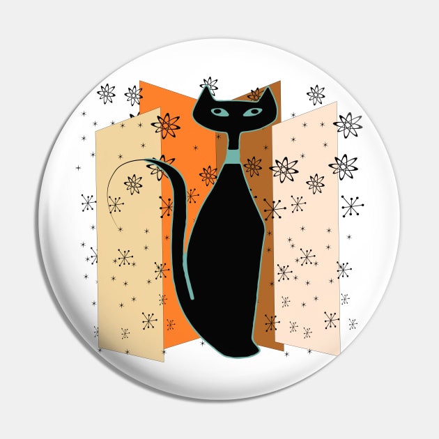 Striking Black Retro Cat Pin by Lisa Williams Design