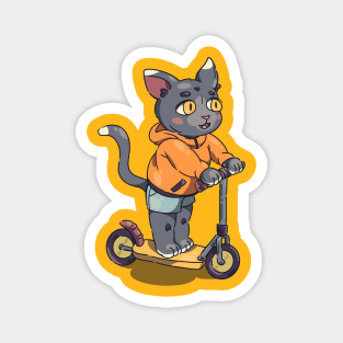 cat on a scooter Magnet