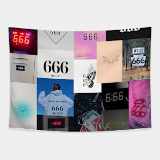 666 angel number aesthetic collage Tapestry