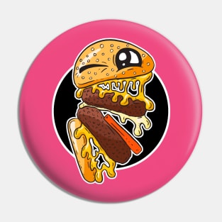 Cheesy Burger Cartoon Barry Double Pin