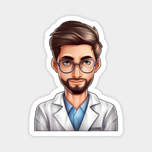 Cartoon Style Portrait - Man Doctor/Scientist/Lab Worker Magnet