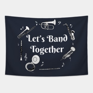 Band Together White Text Tapestry