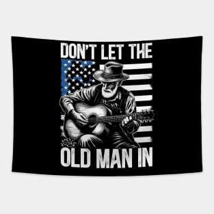 Don't let the old man in Vintage American flag Tapestry