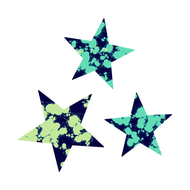 Green paint splat stars by JessCarrsArt