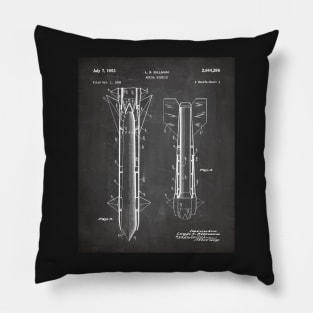 Army Aerial Missile Patent - Military Veteran Army Fan Art - Black Chalkboard Pillow