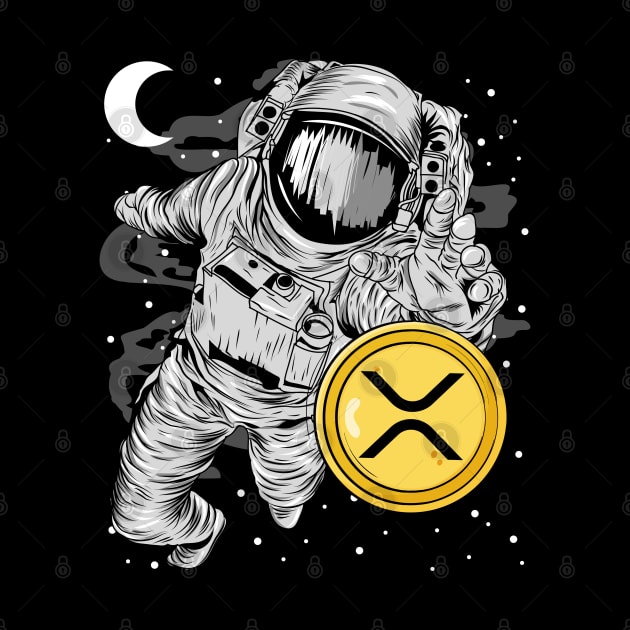 Astronaut Reaching Ripple XRP Coin To The Moon Crypto Token Cryptocurrency Wallet HODL Birthday Gift For Men Women by Thingking About