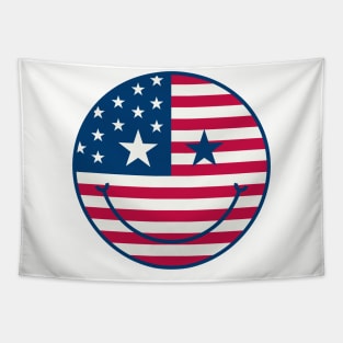 American Flag Retro Cute Smiley Face Tapestry