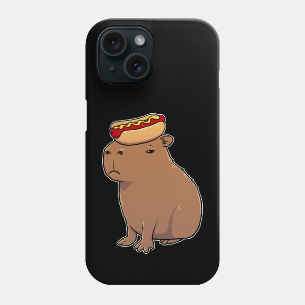 Capybara with a Hotdog on its head Phone Case by capydays