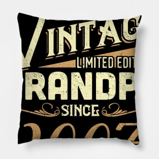 Vintage Grandpa Since 2007 Funny Man Myth Legend Daddy Pillow