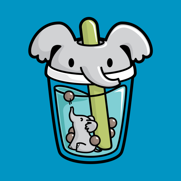Bubble Tea with White Cute Kawaii Elephant Inside Bubble Tea T