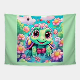 Turtle Princess in Floral. Tapestry