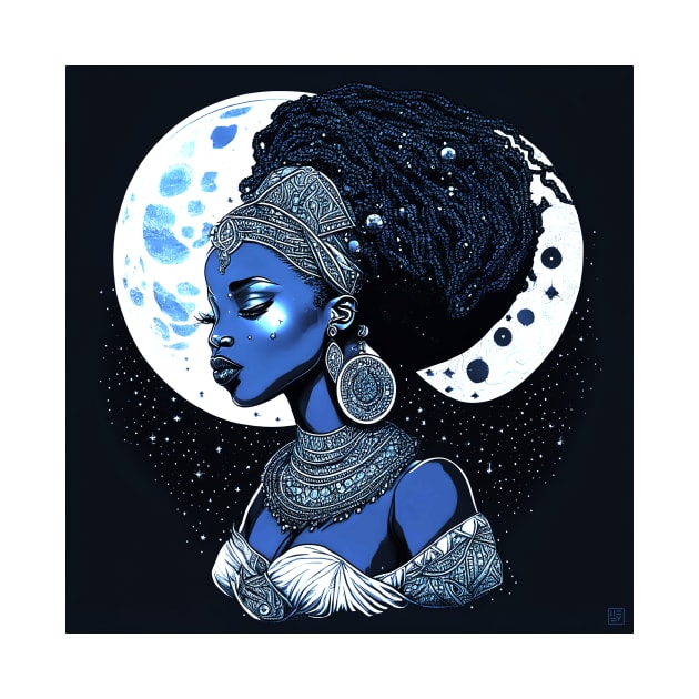 [AI Art] Lunar Lady, Line Art Style by Sissely