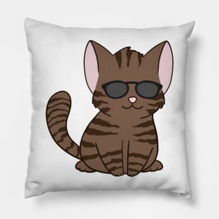Brown Tabby Cat wearing Sunglasses Pillow