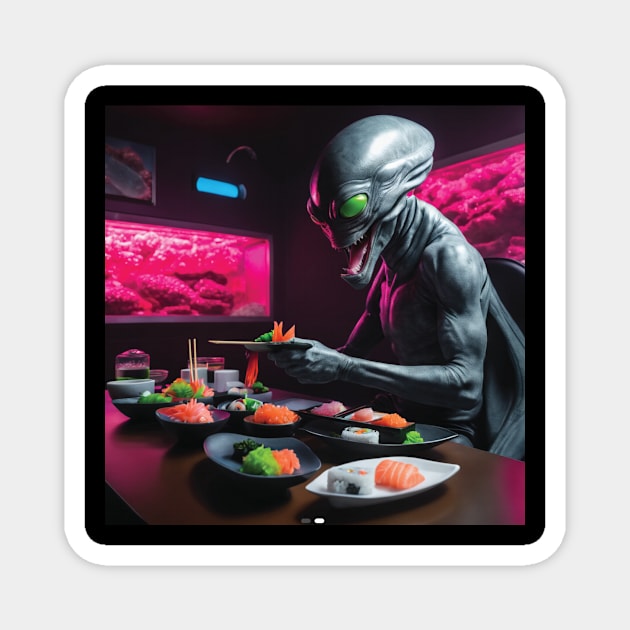 Alien Loving Sushi Magnet by Wickedcartoons