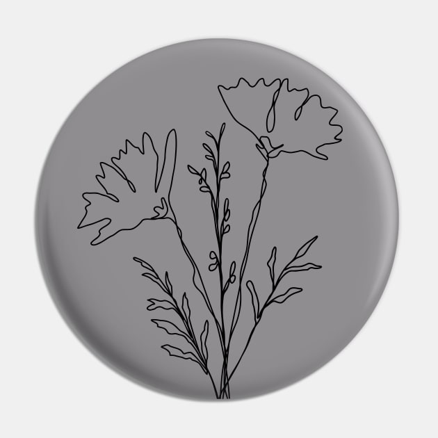 Wildflower Botanical Line Art | Elegant Floral Leaf Design Pin by RachelFCreative