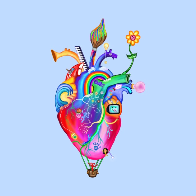 Colorful Whimsical Childhood Heart by Art by Deborah Camp