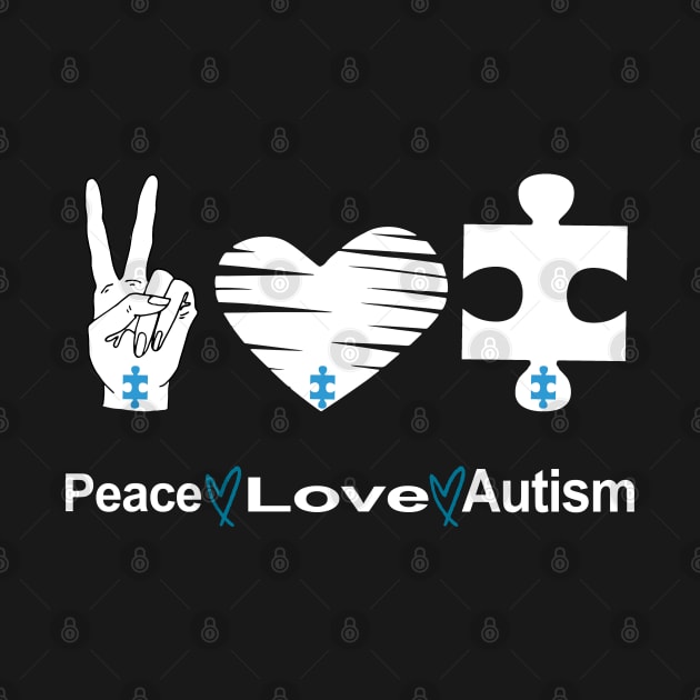 Peace Love Autism Awareness by NiceTeeBroo