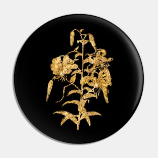 Vintage Gilded Tiger Lily Botanical Gold Leaf Pin