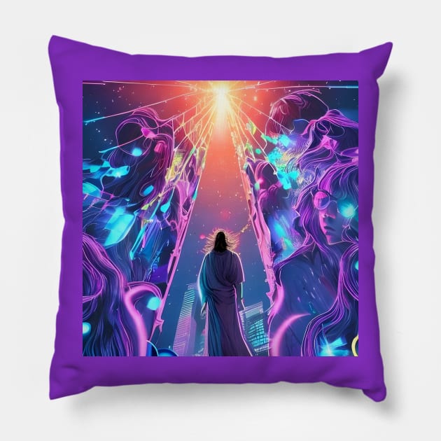 shadow sky  fastasy lighting Pillow by animegirlnft