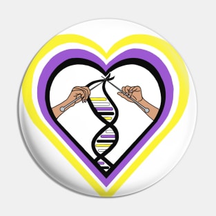 Non-Binary (ENBY) Pride Knitted Heart Pin