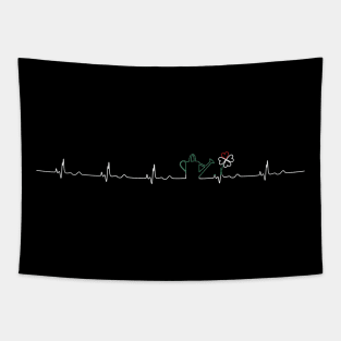 Colored Heartbeat Watering Can Flowers Garden Tapestry