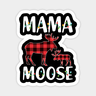 Red Plaid Mama Moose Matching Family Pajama Christmas Gift Magnet