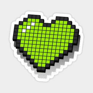 Retro Pixel Heart - Neon Green 3D [Rx-Tp] Magnet