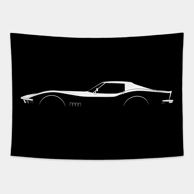 Chevrolet Corvette (C3) Silhouette Tapestry by Car-Silhouettes