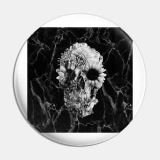 Floral Skull Marble Pin