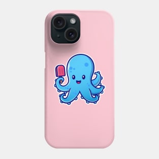 Cute Octopus Holding Ice Cream Popsicle Phone Case