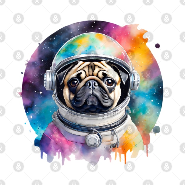 Rainbow Galaxy Astronaut Pug by CraftyVixen