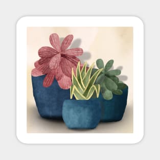 House Plants Watercolor Design Magnet