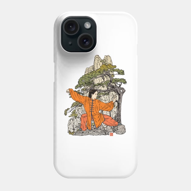 Tai Chi Warrior in the Mountains (Orange) Phone Case by erickoo