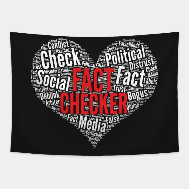 Fact-Checker Heart Shape Word Cloud Design graphic Tapestry by theodoros20