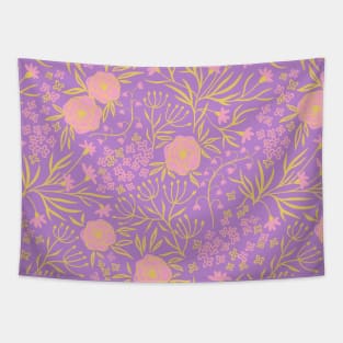 Tranquil Lilac Floral Pattern Tapestry