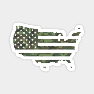 USA Flag - Woodland Camo Magnet