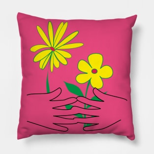 The hands holding flowers Pillow