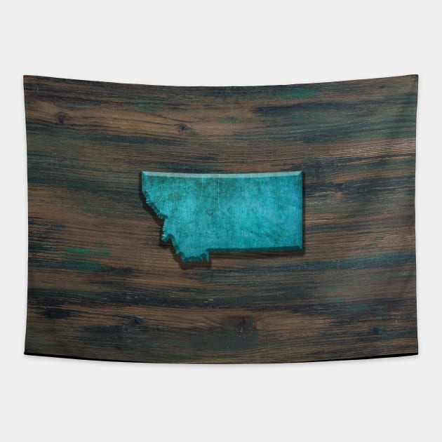 Montana State Shape Teal Tapestry by Jared S Davies