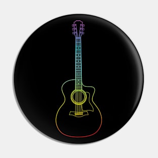 Auditorium Style Acoustic Guitar Colorful Outline Pin