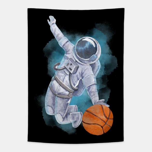 Astronaut Basketball in Outer Space Tapestry by Millusti