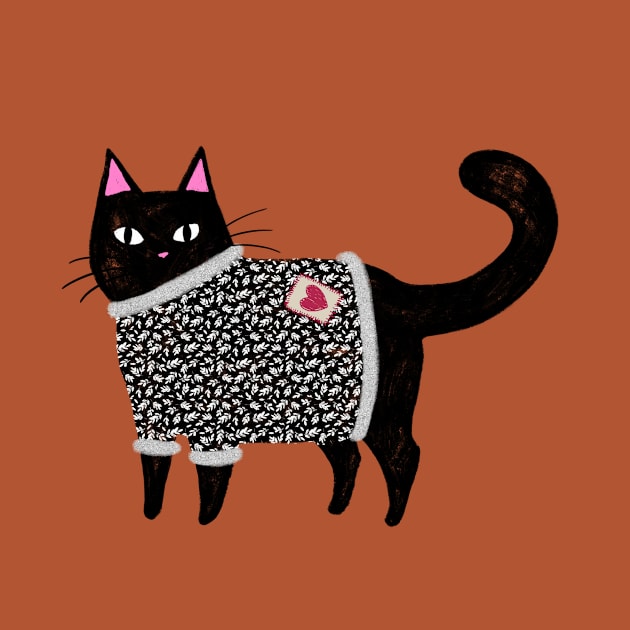 Black Cat in a Sweater by dragonstarart