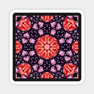 Crystal Hearts and Flowers Valentines Kaleidoscope pattern (Seamless) 37 Magnet