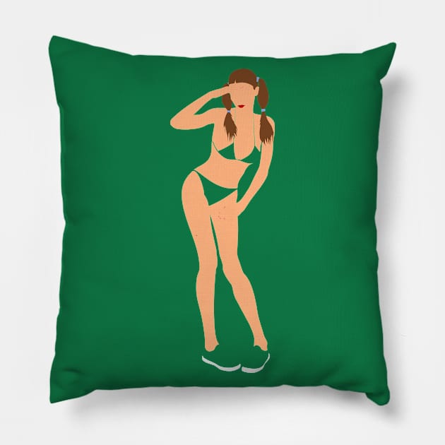 Bikini Brunette Pillow by jintetsu